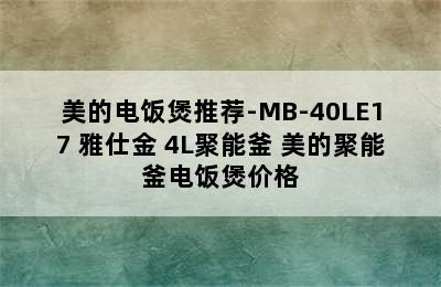 美的电饭煲推荐-MB-40LE17 雅仕金 4L聚能釜 美的聚能釜电饭煲价格